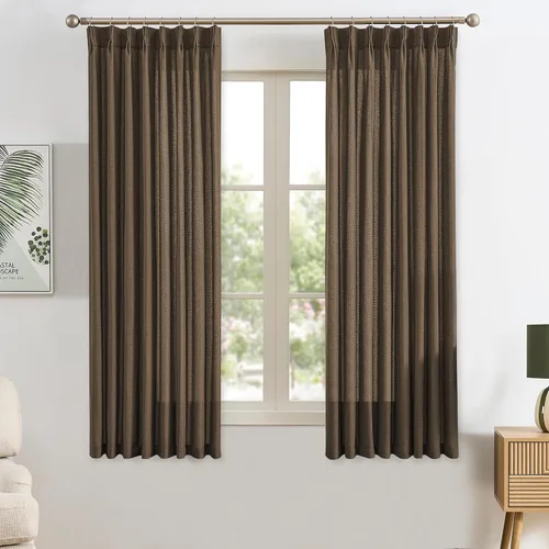 Vista 33 de RAIN CITY - Juego de 2 cortinas de 45 pulgadas de largo con plisado con pellizco, cortinas semitraslúcidas para dormitorio, cuarto de bebé