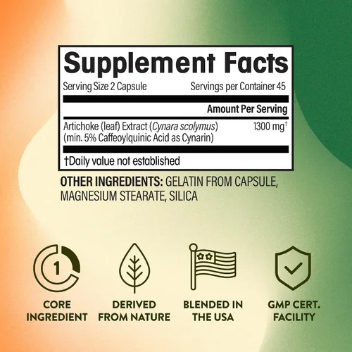 Vista 2 de NGL Cápsulas de extracto de alcachofa de máxima fuerza - Alcachofa - 1300 mg, estandarizado al 5% de ácido cafeoilquínico para un potente apoyo