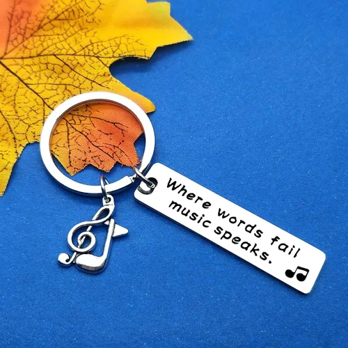 Vista 5 de Llavero de regalo de música Where Words Fail Music Speaks Keyring Music Lover Regalo de agradecimiento para profesores de música, estudiantes