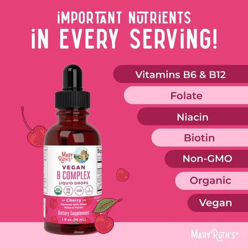 Vista 7 de MaryRuth Organics Complejo de Vitamina B Complejo de Vitaminas B Biotina Vitamina B12 Niacina Folato Suplemento de Apoyo Metabólico