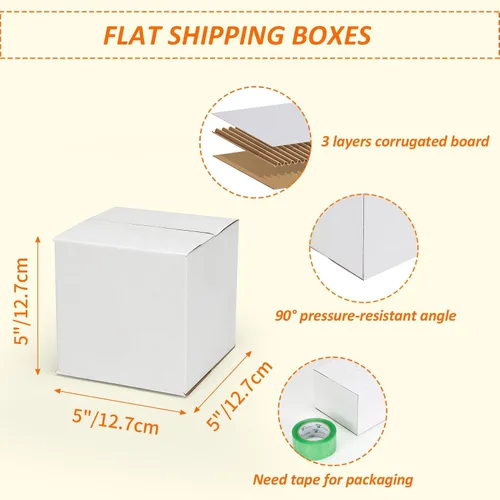 Vista 3 de HORLIMER Paquete de 40 cajas de envío de 5 x 5 x 5, caja de cartón corrugado blanco para correo, embalaje, pequeñas empresas