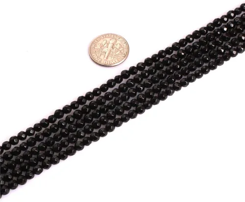 Vista 17 de JOE FOREMAN Cuentas de turmalina negra para hacer joyas, piedras preciosas naturales, semipreciosas, 0.079 in, redondas, facetadas de 15 pulgadas