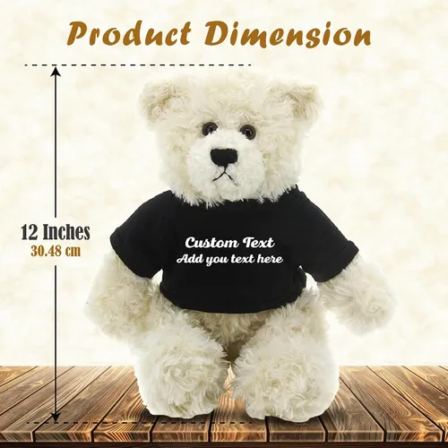 Vista 6 de Oso de peluche personalizado Brandon crema de 12 pulgadas, osos de peluche personalizados, gran regalo para San Valentín, graduación, cumpleaños
