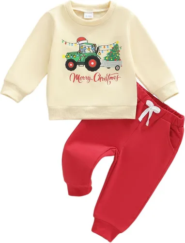 Vista 32 de Conjunto de Navidad para bebé niño con camisa divertida larga y pantalón conjunto de ropa de primera Navidad para niños de 6 a 12, 18, 24 meses 2T