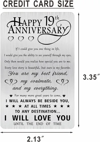 Vista 2 de Alotozo Tarjeta de regalo de aniversario de 19 años, feliz aniversario de boda, tarjeta grabada, tarjeta de regalo para él, su marido, novio