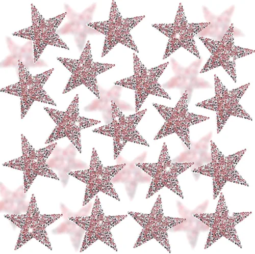 Vista 10 de Syhood 24 parches de estrellas para hierro, 1.57/2.36/3.15 pulgadas, color Plateado