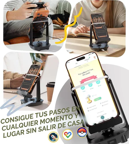 Vista 5 de Orzero Contador de pasos compatible con Pokemon Go Walker, accesorios de columpio de teléfono, podómetro (cable USB) (fácil instalación)