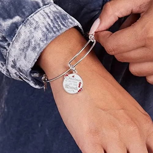 Vista 3 de Alex and Ani - Brazalete expandible navideño para mujer, dijes navideños, acabado brillante, de 2 a 3.5 pulgadas