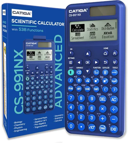 Vista 9 de CATIGA Calculadora científica negra con pantalla HD estilo libro de texto, calculadoras científicas solares y de batería para estudiantes