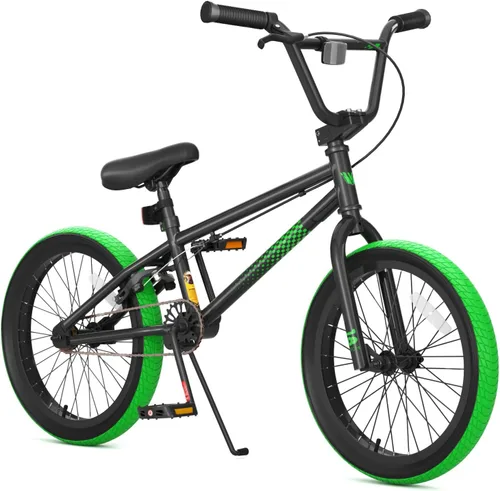 Vista 9 de 67i - Bicicleta BMX para niños de 18/20 pulgadas, bicicleta para niños de 8 a 12 años con freno U delantero y trasero, asiento ajustable, horquilla