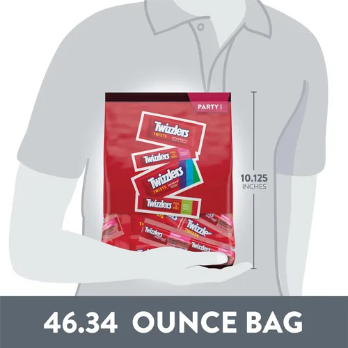 Vista 4 de TWIZZLERS Surtido estilo de regaliz saborizado, paquete de fiesta a granel de caramelo, 46.34 oz