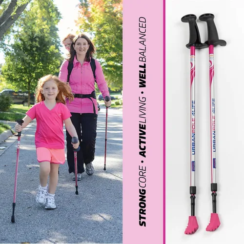 Vista 8 de Urban Poling 4LIFE - Bastones urbanos – 1 par – Edición fitness – CoreGrip ergonómico patentado para estabilidad – Ajustable, plegable, ligero