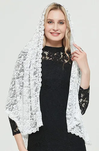 Vista 8 de Bufanda de encaje floral vintage de pestañas capilla velo mantilla infinito latino masa S04