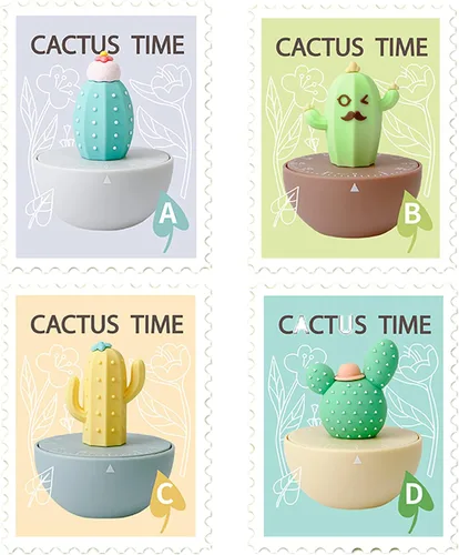 Vista 7 de Lindo cactus en forma de administrador de tiempo 60 minutos temporizador mecánico cocina temporizador de cocina (azul)