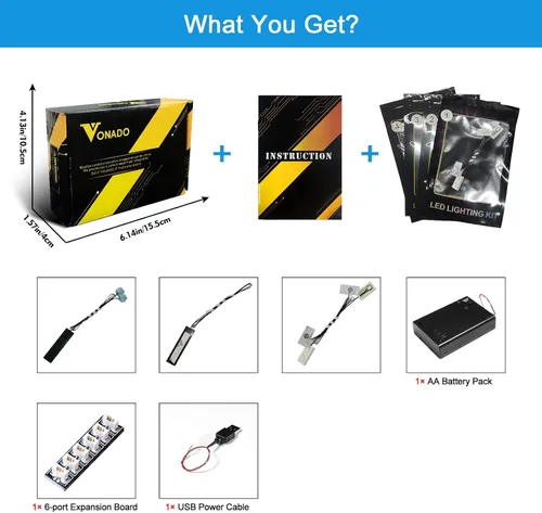 Vista 5 de VONADO Kit de luz LED compatible con Lego Technic The Batmobile 42127, iluminación de bricolaje para Lego Batmobile
