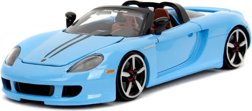 Vista 3 de Pink Slips 1:24 W6 Porsche Carrera GT - Coche fundido a presión, juguetes para niños y adultos (azul claro)