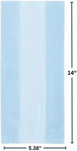 Vista 2 de Bolsas de plástico de celofán azul bebé para fiestas - 11.5" x 5" (30 unidades) Perfectas para regalos, dulces, golosinas 2-Azul bebé