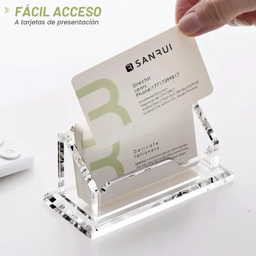 Vista 5 de SANRUI Tarjetero acrílico para escritorio, capacidad para 60 tarjetas