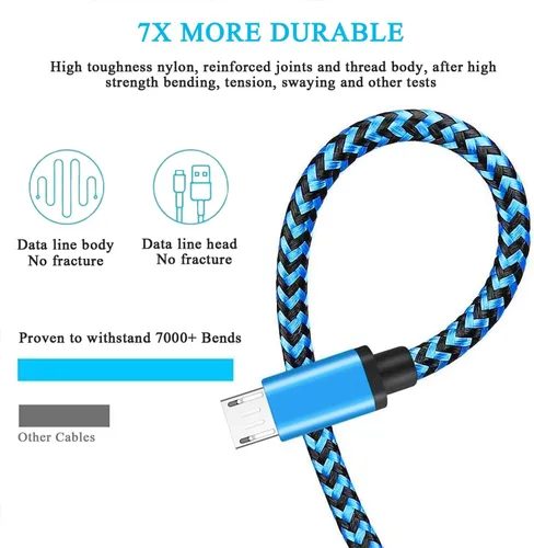 Vista 5 de Aioneus Micro USB Cable Fast Android Cord Charger Cable 4Pack [2FT, 3FT, 5FT, 6FT] Cable Charging Cord for Samsung Galaxy S7 Edge S6 S5 J3 J3V J5 J7