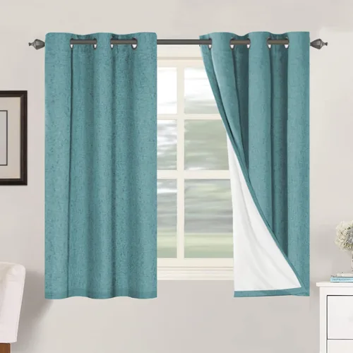 Vista 177 de H.VERSAILTEX Cortinas 100% opacas con aislamiento térmico, texturizadas, de lino, con bloqueo completo de calor y luz, para sala de estar y Negro
