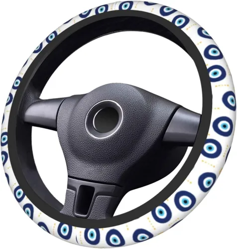 Vista 5 de Funda para volante MINIOZE de ojos malvados azules con luna mágica, accesorios para automóvil, linda para mujeres y niñas, universal de 15 pulgadas
