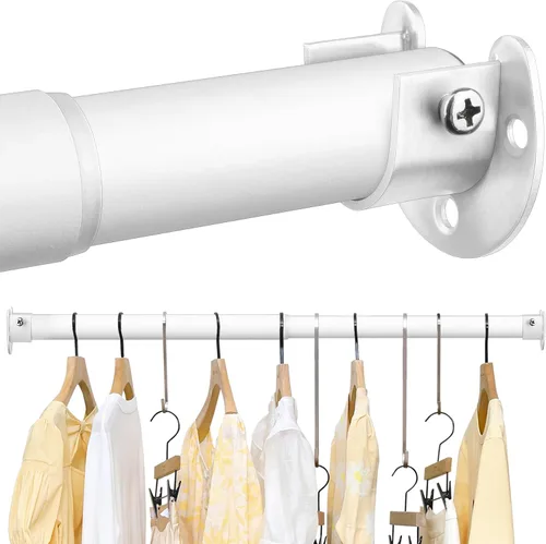 Vista 10 de Barras de armario para colgar ropa, resistentes, longitud ajustable (#1 dorado, 18.5 - 28 pulgadas)