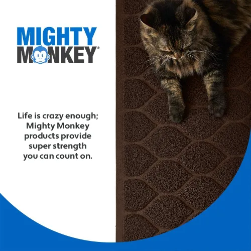 Vista 9 de MIGHTY MONKEY - Alfombrilla de atrapamiento para bandeja de arena de gato impermeable sin BPA, fácil de limpiar, respaldo texturizado, suave