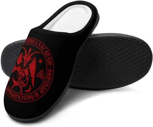 Vista 5 de Zodiac Baphomet - Pantuflas de algodón para hombre, de espuma viscoelástica, lavables, antideslizantes, para casa