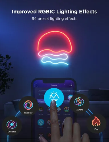 Vista 8 de Govee RGBIC Luces de Neón, Luz de Cuerda de Neón LED Inteligente 2 Funciona con Matter, Alexa, Google Assistant, Luces de Tira de Neón DIY