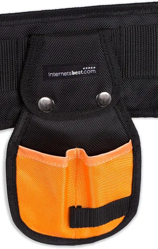 Vista 6 de Internet's Best delantal para las herramientas de carpintería, con 10 bolsillos, cinturón de trabajo de fácil desabrochado, con estuche