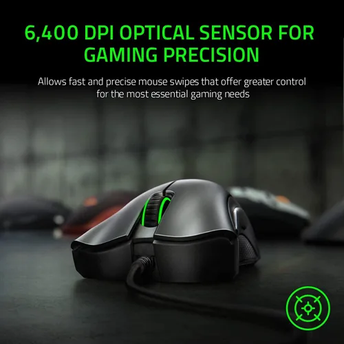 Vista 2 de Razer DeathAdder Essential Gaming Mouse: sensor óptico de 6400 DPI - 5 botones programables - Interruptores mecánicos - Puños laterales de goma