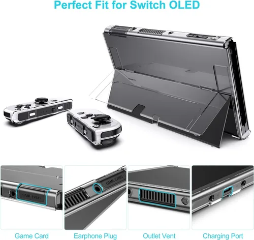 Vista 2 de innoAura Paquete de accesorios Switch OLED 18 en 1 con funda para interruptor, funda de juego para interruptor, protector de pantalla OLED, soporte