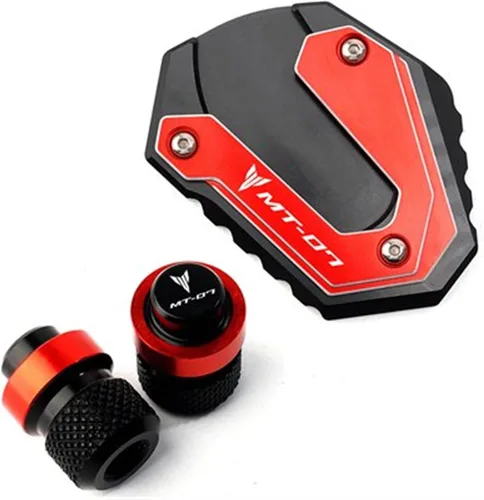 Vista 9 de Soporte lateral para motocicleta, ampliación, tapones de aire para válvula de neumático para Yamaha FZ07 FZ 07 MT07 MT 07 MT-07 MT-07 2014 2023 Rojo
