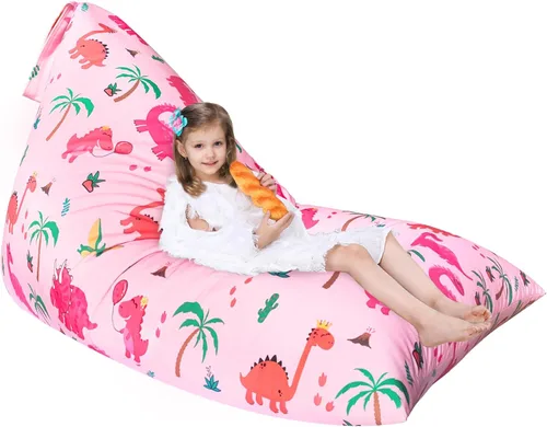 Vista 7 de Jorbest Puf de almacenamiento de animales de peluche para niños y adultos, puf de animales de peluche, asiento de lona de alta calidad, solo funda