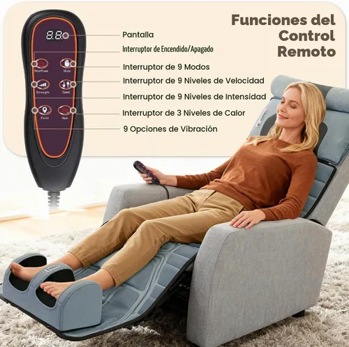 Vista 6 de KOCASO - Alfombrilla de masaje de cuerpo completo de franela multifuncional para silla de masaje Gris