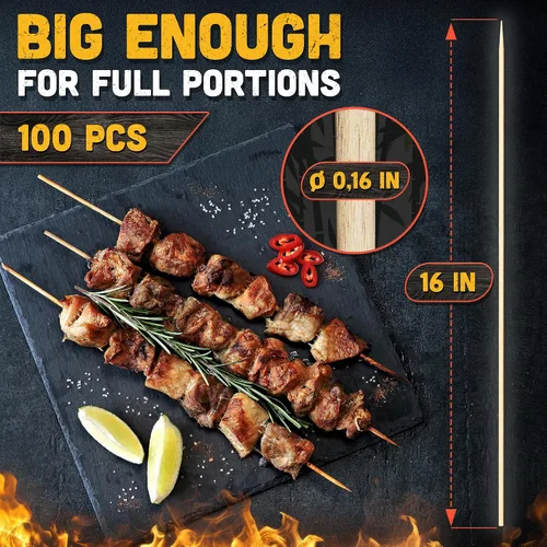 Vista 2 de Juego de 120 brochetas descartables de bambú extragrandes