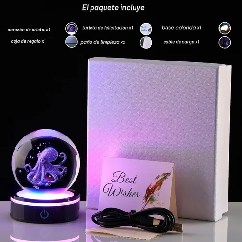 Vista 7 de Estatua de bola de cristal 3D, regalo de bola de vidrio del océano femenino, adecuada para amigas y amigos masculinos, graduados, amigos, colegas