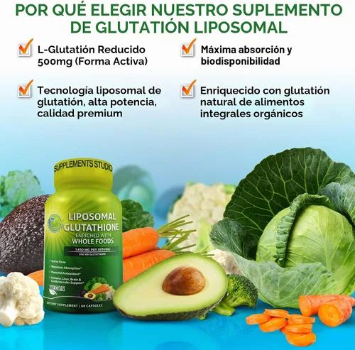 Vista 2 de Suplemento liposomal glutatión 500mg L-glutatión reducido activo