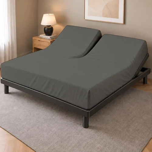 Vista 24 de Sábana bajera ajustable de tamaño para catre de 30" x 75", 100% algodón egipcio, perfecta para literas de campamento/casas rodantes/camas de Gris