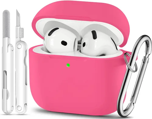 Vista 35 de Funda para AirPods Pro, funda de silicona suave compatible con Airpods Pro de 2ª/1ª generación para mujeres y niñas, con kit de limpieza y llavero 1