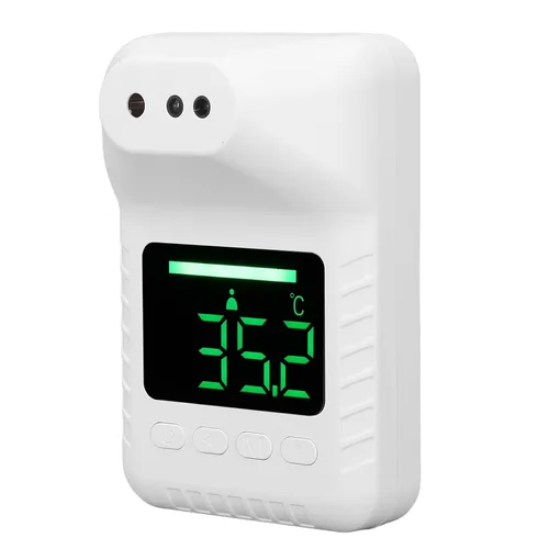 Vista 6 de Termómetro infrarrojo para la frente montado en la pared, termómetro digital de pared no electrónico, carga USB o funciona con pilas, termómetro