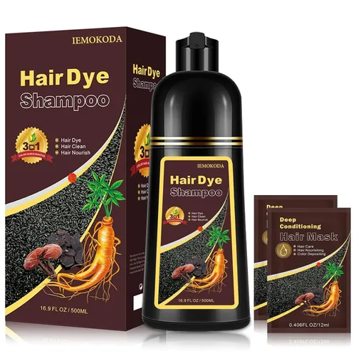 Vista 10 de YOCISKU Hair Dye Shampoo, 3 in 1 Gray Hair Coverage Herbal Dye Shampoo For natural-looking shine Ammonia-free fresh aroma stays gentle on