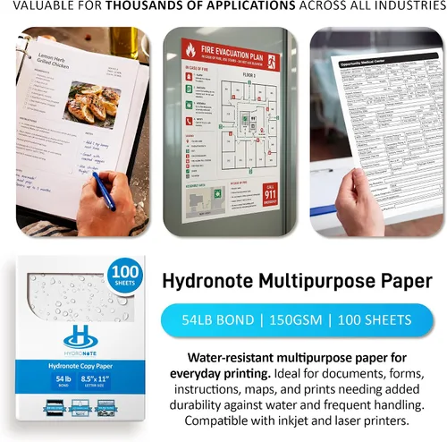 Vista 6 de TerraSlate Papel impermeable Hydronote - Papel de copia multiusos de 54 libras de 8.5 x 11 pulgadas, 100 hojas, impresora de inyección de tinta