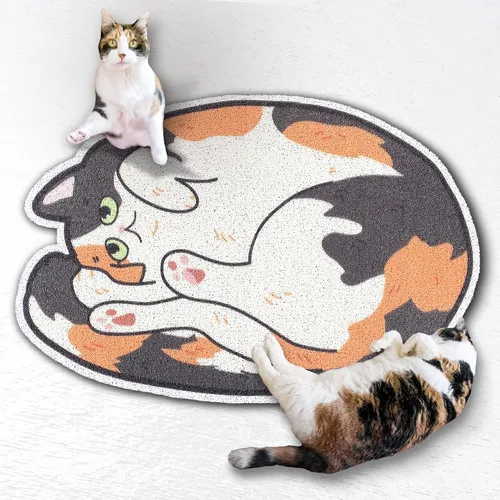 Vista 12 de Lukamoo® Bonita alfombra de arena para gatos (30 x 20 pulgadas), grande/L, para arena de gatitos y bonita caja de arena para gatos, alfombrilla