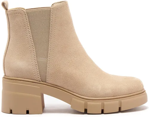 Vista 4 de REDTOP Botas Chelsea para mujer con tacón grueso elástico, plataforma con suela de lengüeta