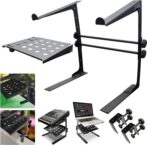 Vista 13 de AXA AXCESSABLES Soporte para portátil DJ con bolsa de viaje Soporte portátil plegable de aluminio para portátiles de hasta 15 pulgadas y 20 libras