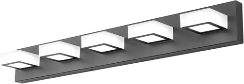 Vista 65 de Ralbay - Luz LED negra para tocador de baño, moderna, atenuable con 5 temperaturas de color, accesorios de iluminación de pared de acrílico negro