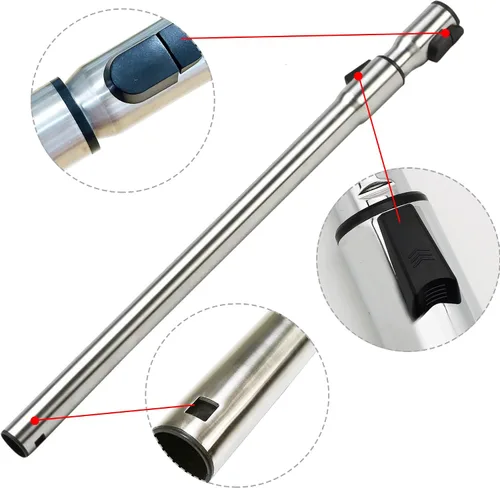 Vista 4 de EZ SPARES Tubo compatible con aspiradoras Miele C1, C2, C3, tubo de acero inoxidable telescópico no eléctrico, varita de extensión de 1.375