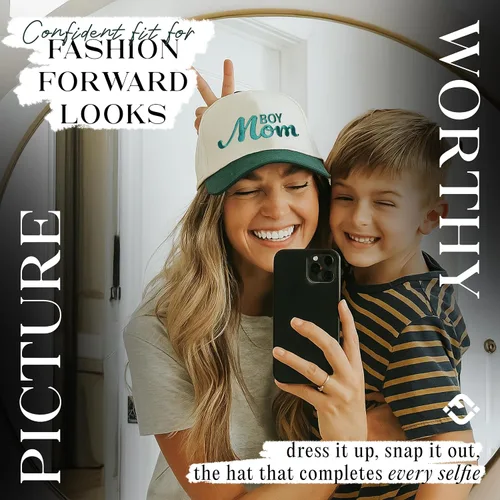 Vista 2 de Funky Junque Gorra Trucker Snapback Boy Mom - Verde/Beige