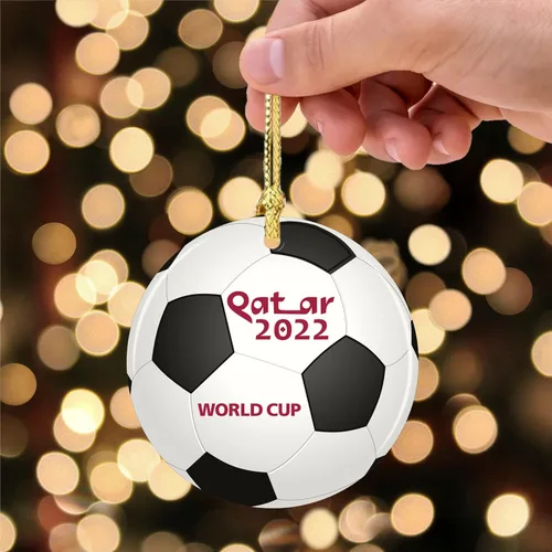 Vista 3 de Adorno de Navidad de Qatar 2022 Porcelana 2.75 pulgadas World Soccer